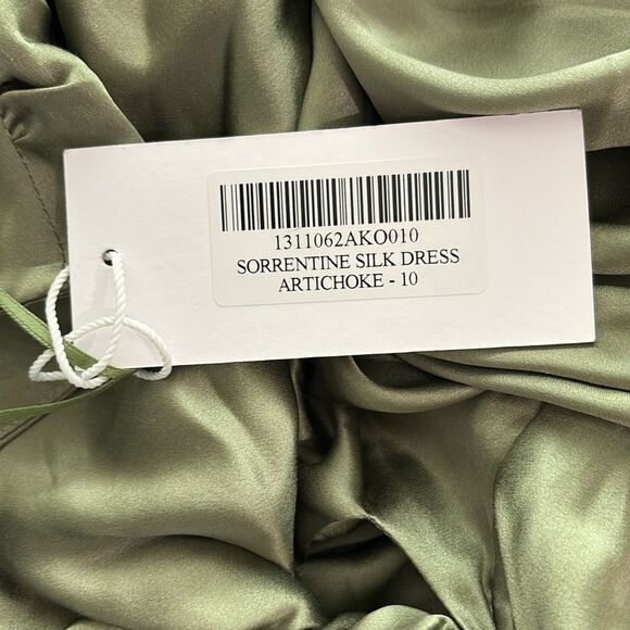 NEW Reformation Sorrentine Silk Mini Halter Dress Artichoke $248 - Picture 4 of 7